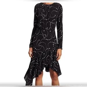 MAJE black stars long sleeve asymmetrical hem dress size 1 (small)
